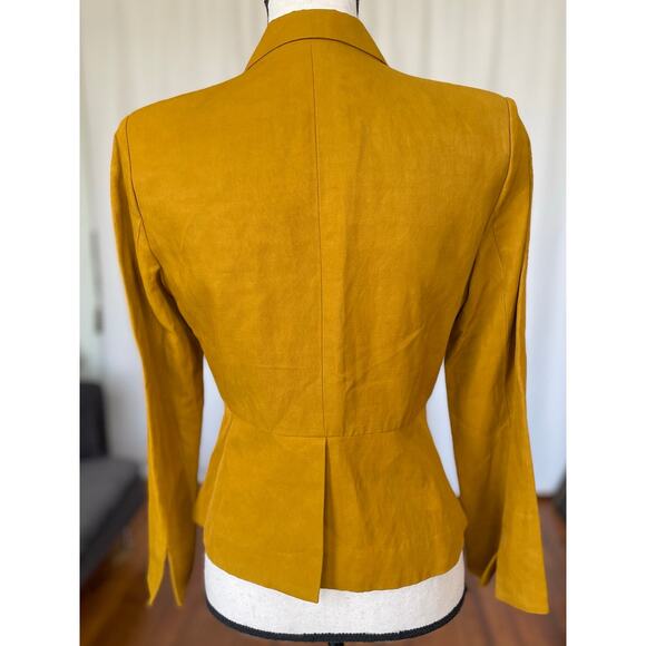Elizabeth And James Yellow Linen Blend Blazer Women's Size 6 - Picture 4 of 13